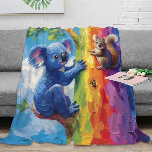 Koala Sofadecke 3D Druck Decke Couchdecke Fleecedecke Kuscheldecke Flauschig Warm Weichen Flauschig Bett Decken Tagesdecke for Erwachsene Kinder 80x90inch(200x230cm) von RUASVENNS