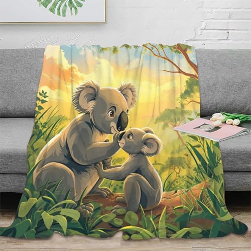Koala Wohndecke Sofadecke 3D Druck Fleecedecke Couchdecke Kuscheldecke Tagesdecke Weichen Flauschig Bett Decken Flauschig Warm for Erwachsene Kinder 60x80inch(150x200cm) von RUASVENNS