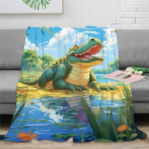 Krokodil 3D Druck Couchdecke Wohndecken Sofadecke Fleecedecke Weichen Flauschig Tagesdecke Flauschig Warm Bett Decken Kuscheldecke for Erwachsene Kinder 40x50inch(100x130cm) von RUASVENNS