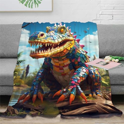 Krokodil Sofadecke Couchdecke 3D Druck Wohndecke Fleecedecke Flauschig Warm Bett Decken Weichen Flauschig Kuscheldecke Tagesdecke for Erwachsene Kinder 80x90inch(200x230cm) von RUASVENNS