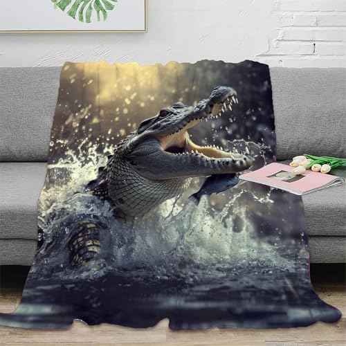 Krokodil Sofadecke Couchdecke Fleecedecke Decke 3D Druck Bett Decken Flauschig Warm Kuscheldecke Weichen Flauschig Tagesdecke Für Mädchen Jungen 70x80inch(180x200cm) von RUASVENNS