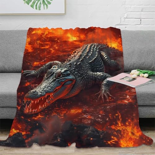 Krokodil Sofadecke Decke Fleecedecke 3D Druck Couchdecke Tagesdecke Kuscheldecke Flauschig Warm Weichen Flauschig Bett Decken Für Mädchen Jungen 40x50inch(100x130cm) von RUASVENNS