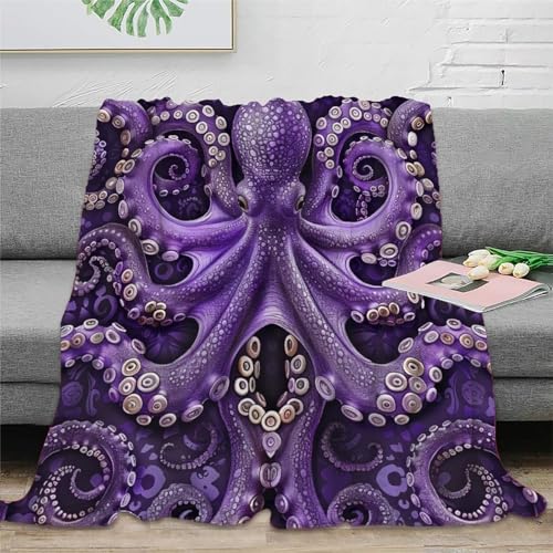 Oktopus Fleecedecke Sofadecke Couchdecke Wohndecken 3D Druck Bett Decken Flauschig Warm Tagesdecke Weichen Flauschig Kuscheldecke Für Mädchen Jungen 70x80inch(180x200cm) von RUASVENNS