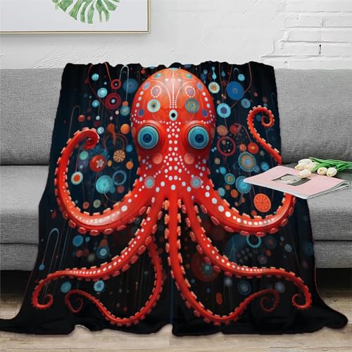 Oktopus Sofadecke 3D Druck Fleecedecke Couchdecke Decke Kuscheldecke Weichen Flauschig Flauschig Warm Bett Decken Tagesdecke Für Mädchen Jungen 50x60inch(127x152cm) von RUASVENNS
