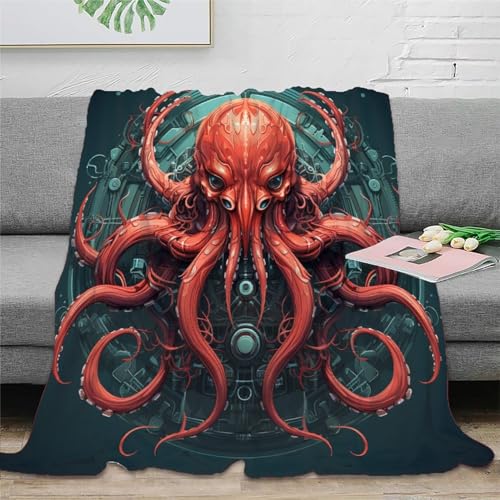 Oktopus Wohndecke 3D Druck Fleecedecke Sofadecke Couchdecke Kuscheldecke Weichen Flauschig Tagesdecke Bett Decken Flauschig Warm for Erwachsene Kinder 40x50inch(100x130cm) von RUASVENNS