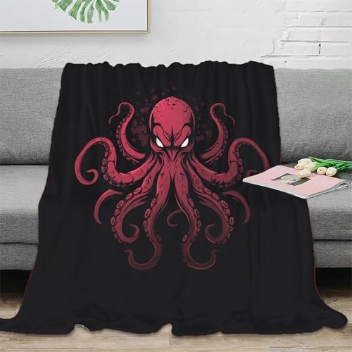 Oktopus Wohndecken Sofadecke Couchdecke Fleecedecke 3D Druck Kuscheldecke Tagesdecke Weichen Flauschig Bett Decken Flauschig Warm Für Mädchen Jungen 70x80inch(180x200cm) von RUASVENNS