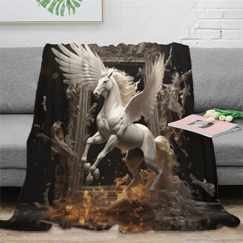 Pferd Fleecedecke Sofadecke Couchdecke Wohndecken 3D Druck Bett Decken Flauschig Warm Tagesdecke Weichen Flauschig Kuscheldecke Für Mädchen Jungen 70x80inch(180x200cm) von RUASVENNS