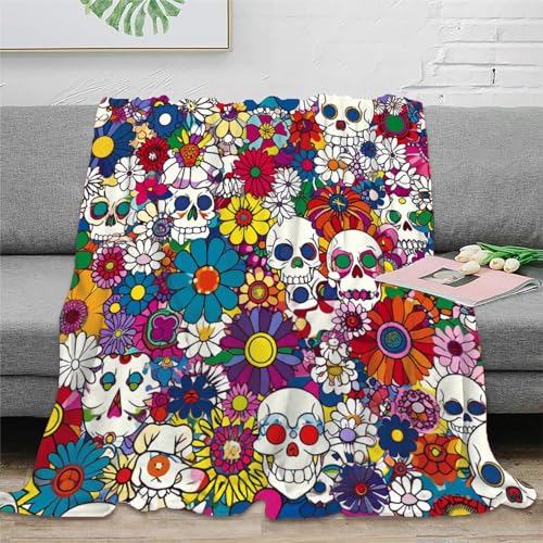 Schädel 3D Druck Couchdecke Sofadecke Fleecedecke Wohndecken Flauschig Warm Kuscheldecke Tagesdecke Bett Decken Weichen Flauschig Für Mädchen Jungen 40x50inch(100x130cm) von RUASVENNS
