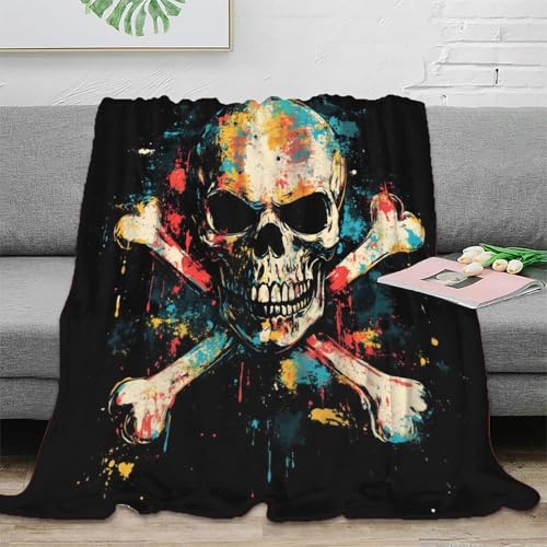 Schädel 3D Druck Couchdecke Sofadecke Fleecedecke Wohndecken Flauschig Warm Kuscheldecke Tagesdecke Bett Decken Weichen Flauschig Für Mädchen Jungen 70x80inch(180x200cm) von RUASVENNS