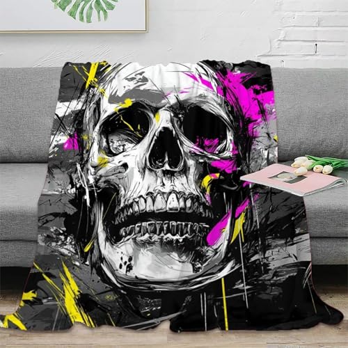 Schädel Couchdecke Fleecedecke Sofadecke 3D Druck Decke Tagesdecke Kuscheldecke Weichen Flauschig Bett Decken Flauschig Warm Für Mädchen Jungen 60x80inch(150x200cm) von RUASVENNS