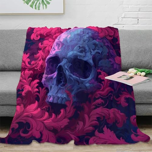 Schädel Couchdecke Sofadecke 3D Druck Wohndecken Fleecedecke Flauschig Warm Kuscheldecke Tagesdecke Weichen Flauschig Bett Decken Für Mädchen Jungen 60x80inch(150x200cm) von RUASVENNS