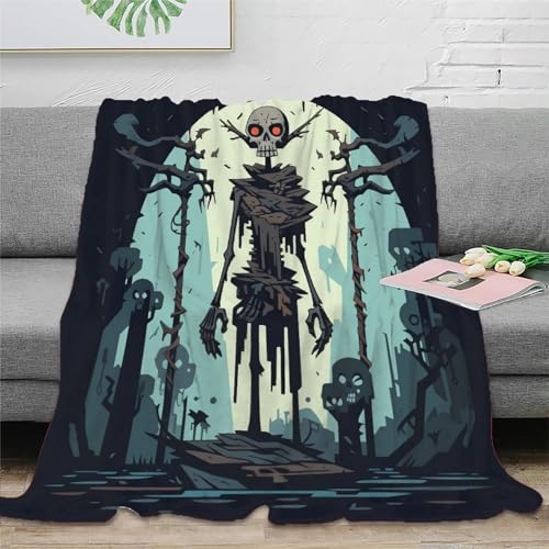 Schädel Couchdecke Sofadecke Wohndecken 3D Druck Fleecedecke Bett Decken Flauschig Warm Kuscheldecke Tagesdecke Weichen Flauschig for Erwachsene Kinder 70x80inch(180x200cm) von RUASVENNS