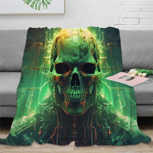 Schädel Decke Sofadecke Fleecedecke Couchdecke 3D Druck Tagesdecke Kuscheldecke Flauschig Warm Bett Decken Weichen Flauschig Für Mädchen Jungen 80x90inch(200x230cm) von RUASVENNS