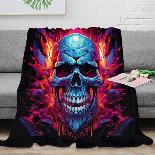 Schädel Fleecedecke 3D Druck Sofadecke Wohndecke Couchdecke Kuscheldecke Tagesdecke Weichen Flauschig Bett Decken Flauschig Warm for Erwachsene Kinder 50x60inch(127x152cm) von RUASVENNS