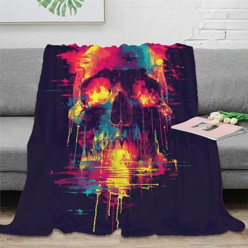 Schädel Fleecedecke Sofadecke Couchdecke Wohndecken 3D Druck Bett Decken Flauschig Warm Tagesdecke Weichen Flauschig Kuscheldecke Für Mädchen Jungen 80x90inch(200x230cm) von RUASVENNS
