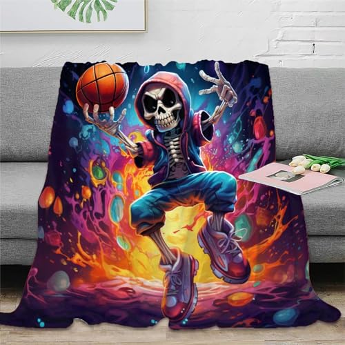 Schädel Fleecedecke Wohndecken Couchdecke 3D Druck Sofadecke Kuscheldecke Weichen Flauschig Bett Decken Flauschig Warm Tagesdecke Für Mädchen Jungen 80x90inch(200x230cm) von RUASVENNS