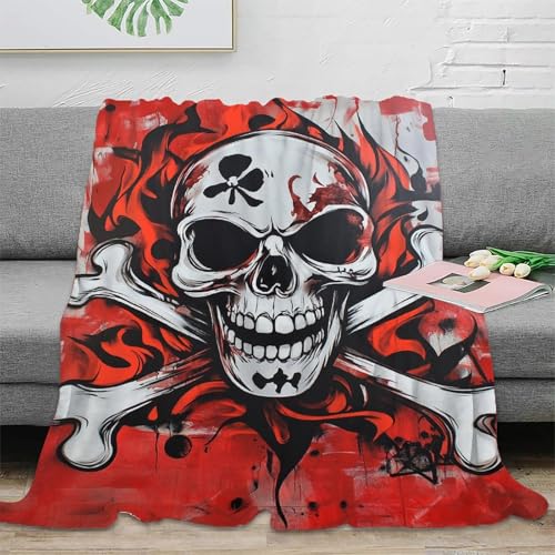 Schädel Sofadecke Wohndecke Couchdecke 3D Druck Fleecedecke Flauschig Warm Weichen Flauschig Bett Decken Tagesdecke Kuscheldecke for Erwachsene Kinder 40x50inch(100x130cm) von RUASVENNS
