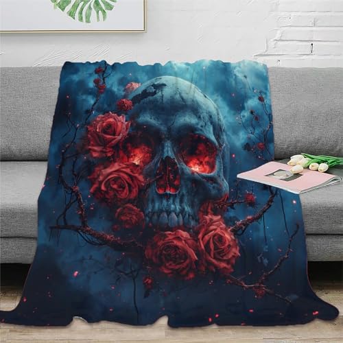 Schädel Sofadecke Wohndecke Couchdecke 3D Druck Fleecedecke Flauschig Warm Weichen Flauschig Bett Decken Tagesdecke Kuscheldecke for Erwachsene Kinder 80x90inch(200x230cm) von RUASVENNS