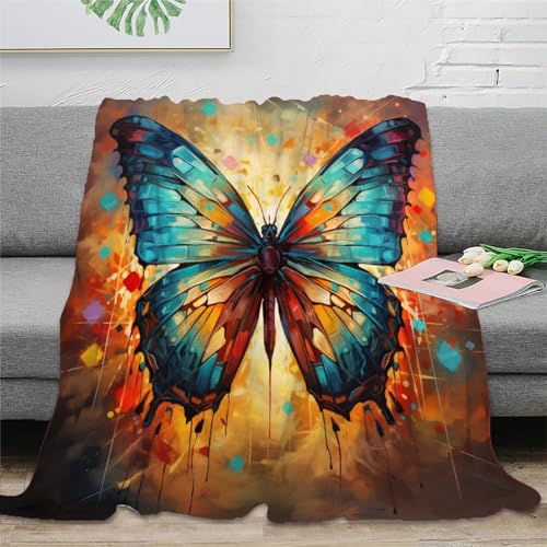 Schmetterling Couchdecke Fleecedecke 3D Druck Wohndecken Sofadecke Flauschig Warm Bett Decken Kuscheldecke Weichen Flauschig Tagesdecke Für Mädchen Jungen 80x90inch(200x230cm) von RUASVENNS