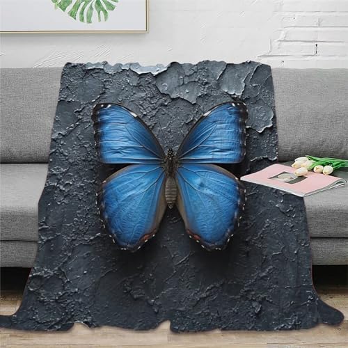 Schmetterling Couchdecke Fleecedecke Sofadecke 3D Druck Wohndecken Weichen Flauschig Kuscheldecke Tagesdecke Bett Decken Flauschig Warm for Erwachsene Kinder 80x90inch(200x230cm) von RUASVENNS