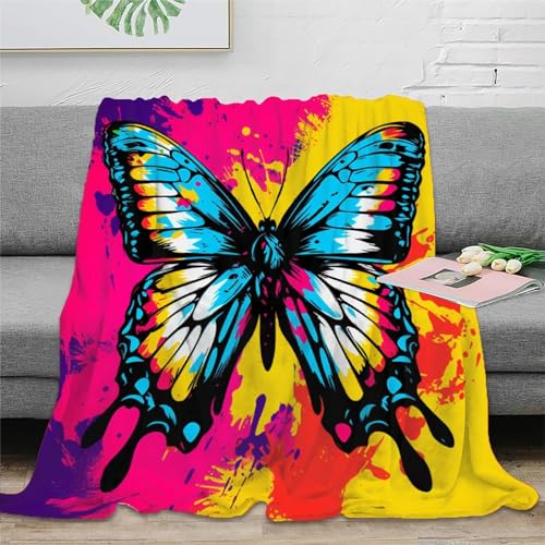 Schmetterling Sofadecke 3D Druck Fleecedecke Couchdecke Decke Kuscheldecke Weichen Flauschig Flauschig Warm Bett Decken Tagesdecke Für Mädchen Jungen 60x80inch(150x200cm) von RUASVENNS