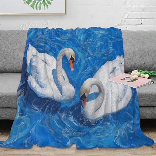 Schwan Couchdecke Decke Sofadecke Fleecedecke 3D Druck Bett Decken Kuscheldecke Tagesdecke Weichen Flauschig Flauschig Warm for Erwachsene Kinder 40x50inch(100x130cm) von RUASVENNS