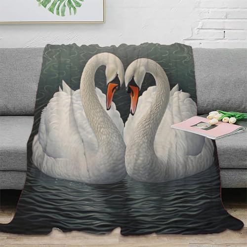 Schwan Fleecedecke 3D Druck Sofadecke Wohndecke Couchdecke Bett Decken Weichen Flauschig Flauschig Warm Kuscheldecke Tagesdecke Für Mädchen Jungen 80x90inch(200x230cm) von RUASVENNS