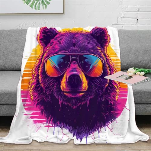 Schwarzbär Couchdecke Sofadecke 3D Druck Wohndecken Fleecedecke Flauschig Warm Kuscheldecke Tagesdecke Weichen Flauschig Bett Decken Für Mädchen Jungen 50x60inch(127x152cm) von RUASVENNS