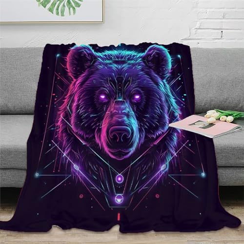 Schwarzbär Sofadecke Couchdecke 3D Druck Wohndecke Fleecedecke Flauschig Warm Bett Decken Weichen Flauschig Kuscheldecke Tagesdecke for Erwachsene Kinder 70x80inch(180x200cm) von RUASVENNS