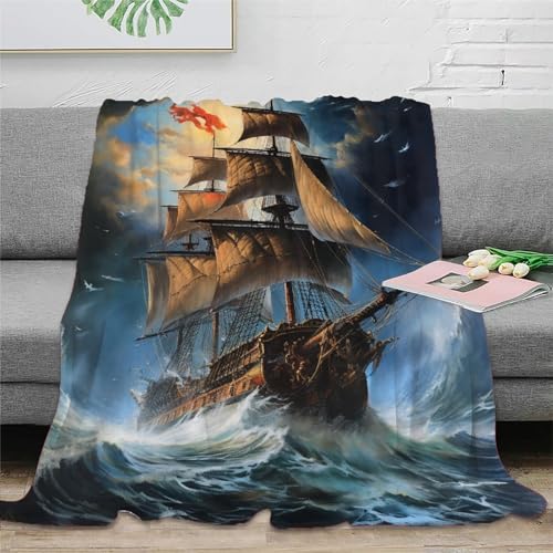 Segelboot Fleecedecke 3D Druck Sofadecke Wohndecke Couchdecke Bett Decken Weichen Flauschig Flauschig Warm Kuscheldecke Tagesdecke Für Mädchen Jungen 50x60inch(127x152cm) von RUASVENNS