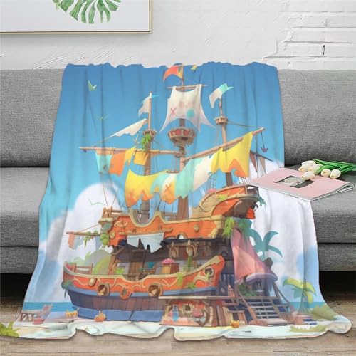 Segelboot Sofadecke Wohndecke Couchdecke 3D Druck Fleecedecke Flauschig Warm Weichen Flauschig Bett Decken Tagesdecke Kuscheldecke for Erwachsene Kinder 80x90inch(200x230cm) von RUASVENNS