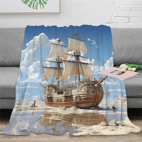Segelboot Wohndecken 3D Druck Sofadecke Couchdecke Fleecedecke Kuscheldecke Bett Decken Flauschig Warm Tagesdecke Weichen Flauschig Für Mädchen Jungen 70x80inch(180x200cm) von RUASVENNS