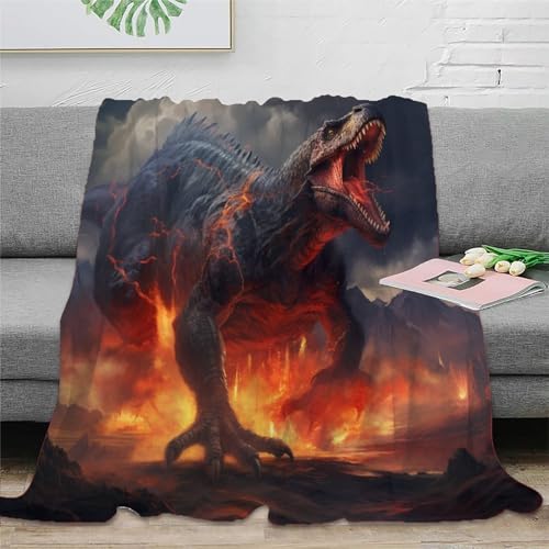 Tyrannosaurus Decke Sofadecke Fleecedecke Couchdecke 3D Druck Dinosaurier Tagesdecke Kuscheldecke Flauschig Warm Bett Decken Weichen Flauschig Für Mädchen Jungen 60x80inch(150x200cm) von RUASVENNS