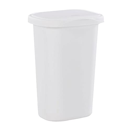 Rubbermaid Spring Top Mülleimer für Küche, Badezimmer, mit Deckel, 13 Liter, weiß, Kunststoff-Mülleimer/Abfalleimer für Zuhause/Küche/Bad/Garage von Rubbermaid