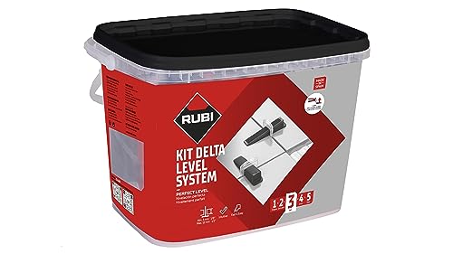 RUBI 3958 | Delta Level System Kit 2 mm (3-12 mm) | Set beinhaltet: 1 x Zange, 100 Kabelbinder und 100 x wiederverwendbare Nivellierkeile | System zur einfachen Platzierung von großformatigen von RUBI
