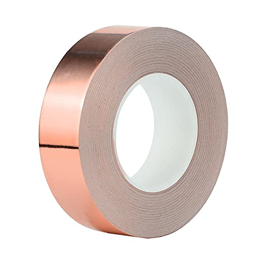 RUBOE Kupferband 100mm x 20m, Kupferfolie Selbstklebend,Schneckenzaun Kupferfolienband EMI Copper Abschirmband Kupferfolie Kupferband Selbstklebend Klebeband Schneckenband Schneckenschutz von RUBOE