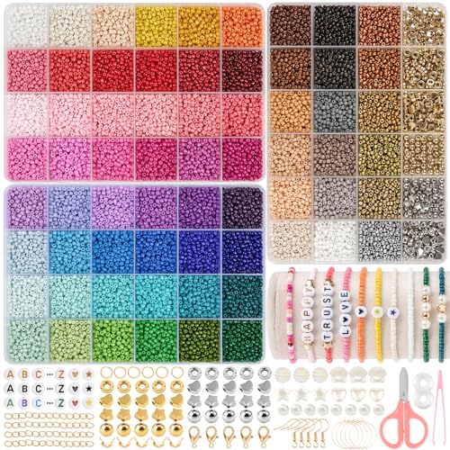 RUBY Perlen Set für Armbänder und Halsketten - 3mm Pastell mit Buchstabenperlen zum Auffädeln - DIY Schmuckherstellung Kit für Weihnachten, Geburtstag von RUBY