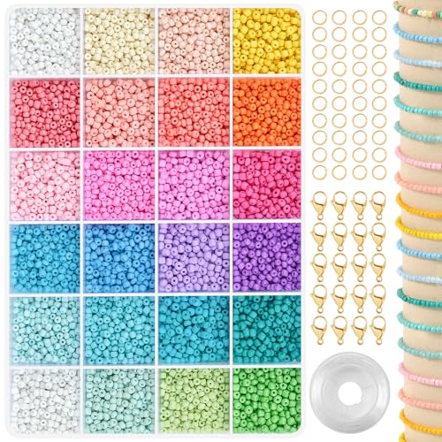 RUBY Perlen für Armbänder,3 mm Perlen zum Auffädeln 8000 Stück DIY Perlen Set Kleine Perlen Selber Machen Set für Weihnachten Feiertage von RUBY