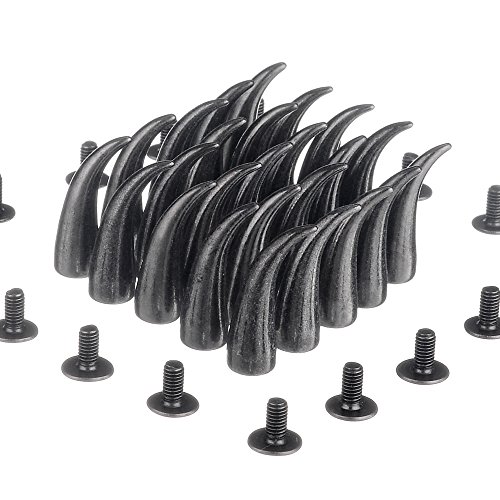 RUBYCA 50 Sets 21 mm schwarze Katzenkrallen-Nieten und Spikes, Metall mit Schraubverschluss auf der Rückseite, Lederhandwerk DIY von RUBYCA