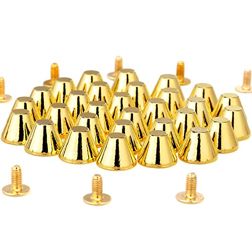 RUBYCA 50 Sets goldfarbene 8 mm große Pilznieten und Spikes, Metall mit Schraubverschluss, Lederhandwerk, Heimwerken, 8 mm von RUBYCA