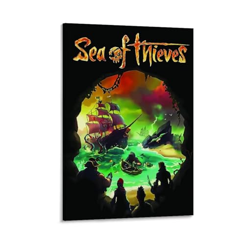 RUBYOH Poster "Sea of Thieves", Kunstdekoration, Wandposter, Dekoration, Raumposter, Druckdekoration, Bar, Restaurant, Dekoration, ästhetisches Poster, 40 x 60 cm, Rahmenstil RUBYOH Poster "Sea of Thieves", Kunstdekoration, Wandposter, Dekoration, Raumposter, Druckdekoration, Bar, Restaurant, Dekoration, ästhetisches Poster, 40 x 60 cm, Rahmenstil von RUBYOH