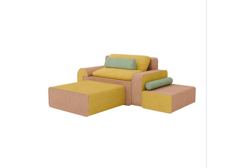 RUCENER Sofa Modulares Bodensofa 3-Sitzer, Lounge-Modulsofa, 213x90x78cm, 1 Teile, mit grober gestrickter Plüschoberfläche, 330cm Breite von RUCENER