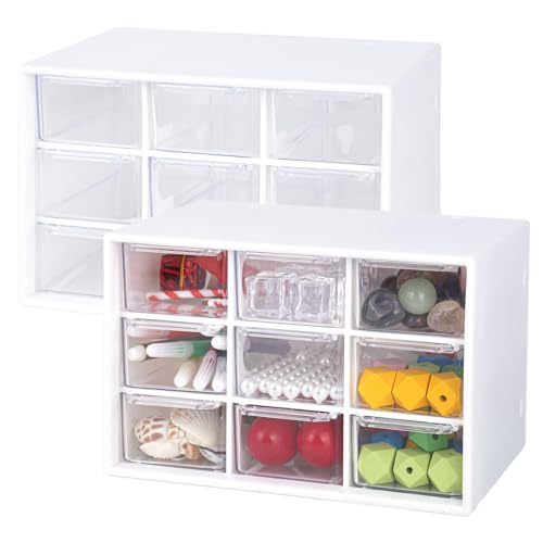2er-Pack Bastelbox Aufbewahrung Schublade Sortierkasten Desktop Schublade Organizer Mit 9 Schubladen Mini Herausnehmbarer Durchsichtige & Weiße Schubladenbox Für Bürobedarf & Zubehör 2er-Pack Bastelbox Aufbewahrung Schublade Sortierkasten Desktop Schublade Organizer Mit 9 Schubladen Mini Herausnehmbarer Durchsichtige & Weiße Schubladenbox Für Bürobedarf & Zubehör von RUCUDIM