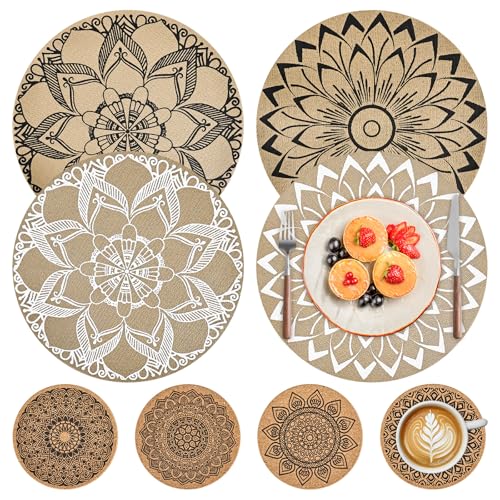 8er Set Tischsets Rund und Untersetzer Teller,Tischsets Platzsets für Esstisch, Placemat Hitzebeständige und Waschbare PVC Platzsets, rutschfest Platzdeckchen für Esstische, Restaurants, Hochzeiten 8er Set Tischsets Rund und Untersetzer Teller,Tischsets Platzsets für Esstisch, Placemat Hitzebeständige und Waschbare PVC Platzsets, rutschfest Platzdeckchen für Esstische, Restaurants, Hochzeiten von RUCUDIM