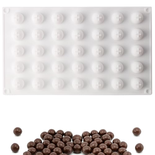 RUCUDIM Schokoladenformen, Runde Kugel Silikon Backform, Kugel Silikonform, Kugel Pralinenform, Ball Trüffel Moule Für Diy Kuchen Eiskugeln Gelee Eiswürfel Bonbons Dome Mousse(35 Löcher Ø 2cm) von RUCUDIM