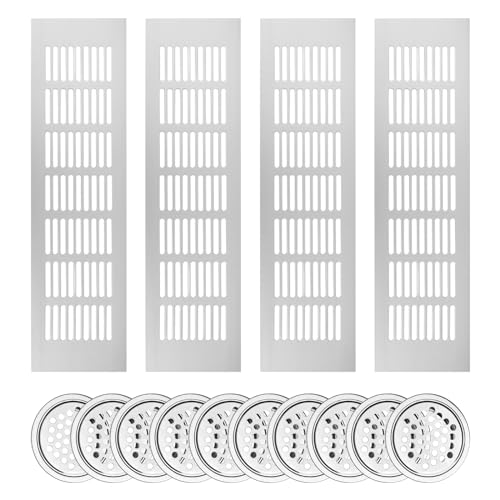 RUCUDIM Ventilation Gitter 2 Stück Rechteckig Abluftgitter Aluminium Ventilation Grille Lüftungsgitter Küchensockel 35mm Lüftungsgitter Rund 10 Stück für Schränke Schuhschränke Wohnmobil Badezimmer von RUCUDIM