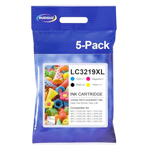 LC3219XL Patronen LC3217 LC3219 XL Multipack LC-3219XL Kompatibel für Brother LC 3219XL LC-3219 LC 3217 LC-3217 für Brother MFC-J5330DW Drucker MFC J5730DW MFC-J6930DW Laserdrucker (5er-Pack) von RUDGUZ