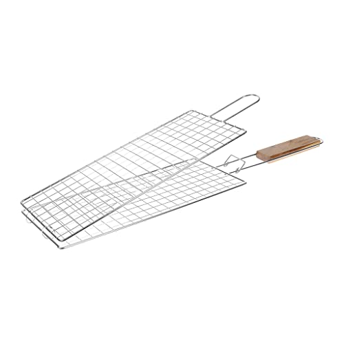 I LOVE BBQ – Grillroste Grill und Smoker – doppeltes ausziehbares Grillrost, Doppel-Fischgrill, Grillrost – Material: verchromter Stahl – Maße: 40 x 17 cm von RUECAB