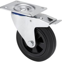 Ruedas Alex - Lenkrolle of Naturkautschuk mit Platte, glatter Achse und Bremse, Farbe schwarz, Tragfähigkeit 110 kg, ø 12,5 cm Ruedas Alex - Lenkrolle of Naturkautschuk mit Platte, glatter Achse und Bremse, Farbe schwarz, Tragfähigkeit 110 kg, ø 12,5 cm von RUEDAS ALEX