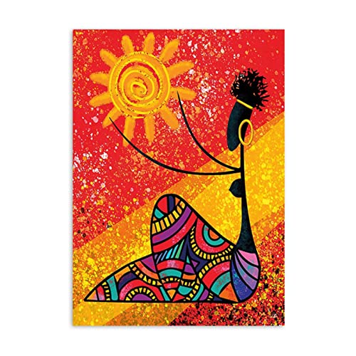 Kunstdruck auf leinwand Leinwand Bild Abstrakte Goldene Sonne Afrikanische Frau Kreative Figur Poster Kunstdruckee Wand Bilder Bilder Für Wohnzimmer Dekor 40x60cm Ohne Rahmen Kunstdruck auf leinwand Leinwand Bild Abstrakte Goldene Sonne Afrikanische Frau Kreative Figur Poster Kunstdruckee Wand Bilder Bilder Für Wohnzimmer Dekor 40x60cm Ohne Rahmen von RUEKO